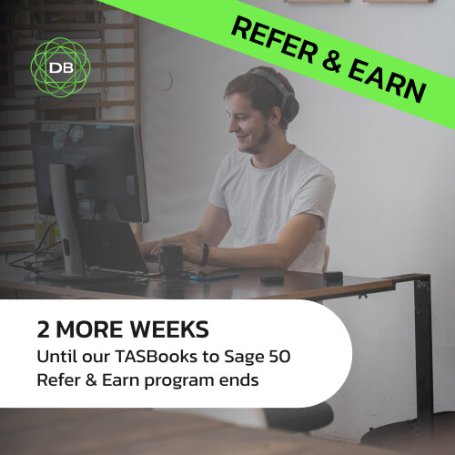 With just two weeks remaining in the year, the clock is ticking to elevate your financial standing through the TASBooks to Sage Referral Program with DB Computer Solutions!

Make a swift transition from TASBooks to Sage 50 NOW and claim €100 for every successful referral!

Why Act Now? TASBooks is on the brink of obsolescence—safeguard your financial future. Unlock unparalleled capabilities with Sage 50.

Earn €100 for every successful referral through our exclusive program.

Why Choose DB Computer Solutions? Receive expert guidance for a seamless transition. Access comprehensive training and unwavering support. Bid farewell to manual processes and embrace streamlined financial operations.

Last Chance for Referral Rewards! Connect with DB Computer Solutions TODAY with your referrals and start earning €100!

Call us at 061 480980 or email us at info@dbcomp.ie.

Let's collaborate to propel businesses to new heights and bid farewell to TASBooks before the year concludes.

https://www.dbcomp.ie/