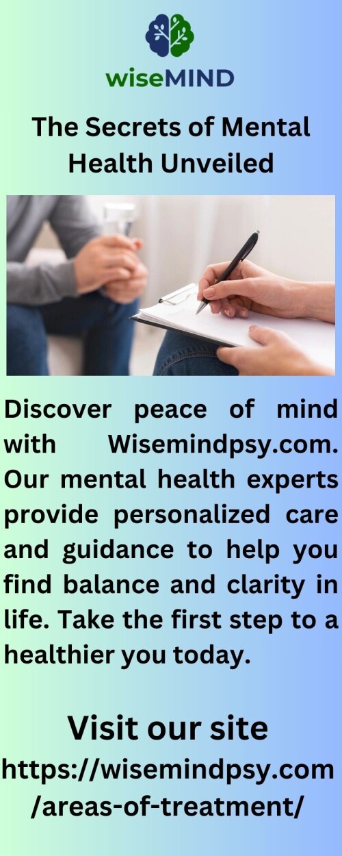 Are you suffering from anxiety? Wisemindpsy.com is here to help. Our experts offer personalized treatment plans to help you manage your anxiety disorder. Get the help you need today!



https://wisemindpsy.com/rates/