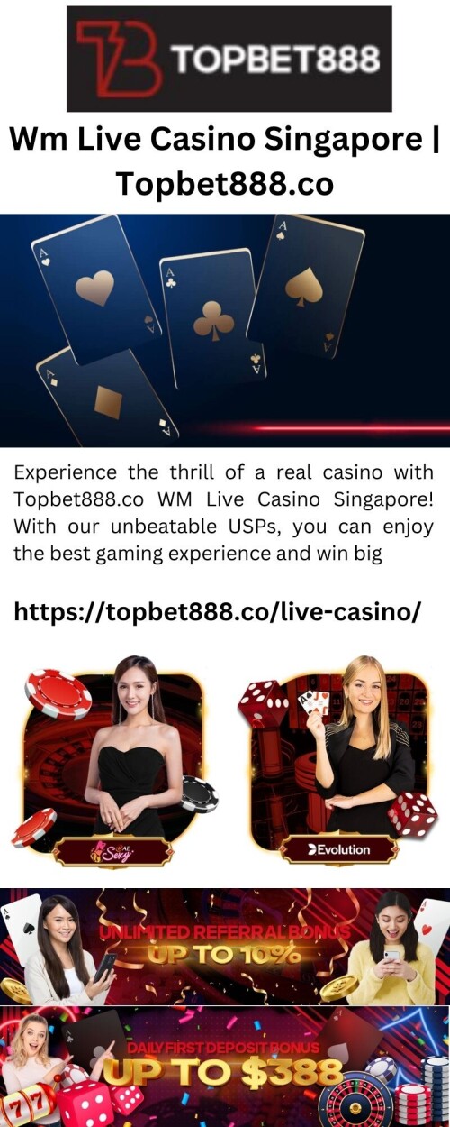 Experience the thrill of a real casino with Topbet888.co WM Live Casino Singapore! With our unbeatable USPs, you can enjoy the best gaming experience and win big.

https://topbet888.co/live-casino/