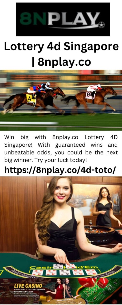 Win big with 8nplay.co Lottery 4D Singapore! With guaranteed wins and unbeatable odds, you could be the next big winner. Try your luck today!

https://8nplay.co/4d-toto/
