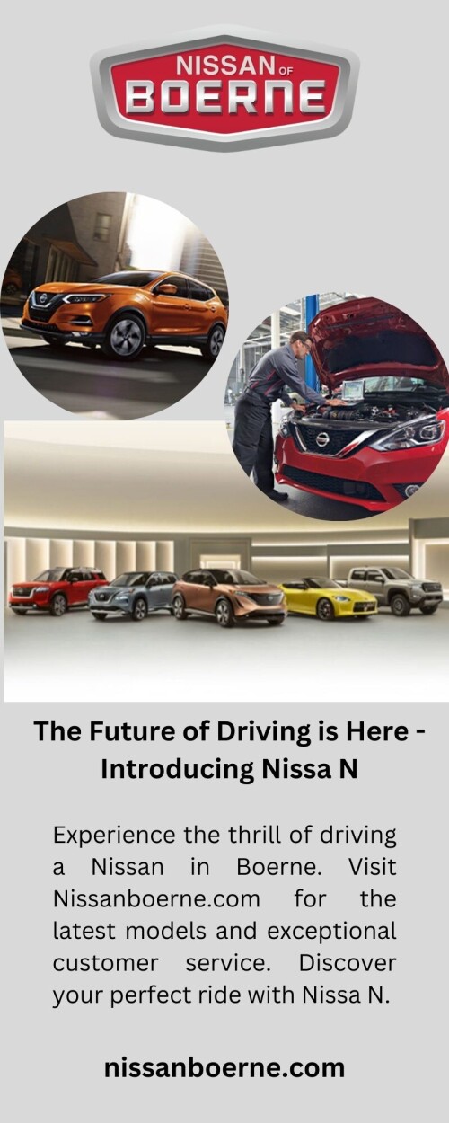 Experience the thrill of driving a Nissan in Boerne. Visit Nissanboerne.com for the latest models and exceptional customer service. Discover your perfect ride with Nissa N.


https://www.nissanboerne.com/