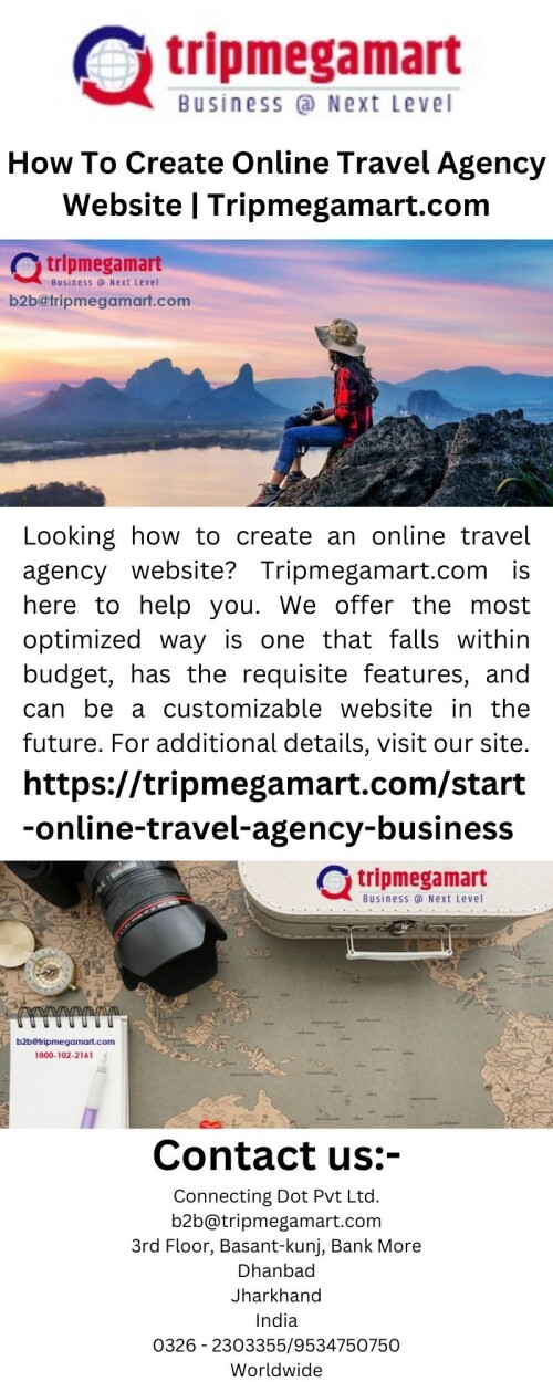 Looking how to create an online travel agency website? Tripmegamart.com is here to help you. We offer the most optimized way is one that falls within budget, has the requisite features, and can be a customizable website in the future. For additional details, visit our site.

https://tripmegamart.com/start-online-travel-agency-business