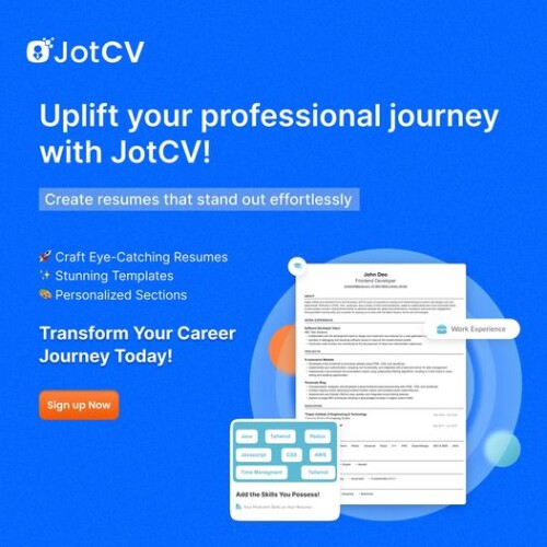Craft your resume for free at JotCV. Unlock career opportunities with our user-friendly online tool. Create a standout resume effortlessly and elevate your job prospects today.
https://www.jotcv.com/