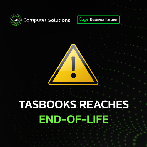 TASBooks Reaches End of Life in August 2024!

Beginning August 2024, Sage will discontinue support for TASBooks, potentially exposing users to sudden data access issues.

As TASBooks approaches its end-of-life phase, it's imperative to transition to Sage 50 before TASBooks becomes obsolete.

Upgrade now to ensure your business remains competitive with the latest features and support. Don't let outdated software hinder your progress!

Curious about the capabilities of Sage 50? Join our webinar: "Unlocking the Power of Sage 50" to explore how this upgrade can empower your business: https://www.youtube.com/watch?v=PcBOwZz8wkk

Ready to make the switch? Visit our website for more information: https://www.dbcomp.ie/sage-50/

Seize the opportunity to future-proof your business. Upgrade to Sage 50 today!

For more info, contact us via 061 480980 or email us at info@dbcomp.ie.