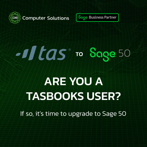 Act Now: TASBooks Reaches End of Life in August 2024!

Sage will discontinue support for TASBooks starting August 2024, posing potential data access risks for users.

As TASBooks nears its end-of-life phase, it's critical to transition to Sage 50 before TASBooks becomes obsolete.

Upgrade now to ensure your business stays competitive with the latest features and support. Don't let outdated software impede your progress!

Eager to explore Sage 50's capabilities? Attend our webinar: "Unlocking the Power of Sage 50" to discover how this upgrade canelevate your business: https://www.youtube.com/watch?v=PcBOwZz8wkk

Ready to make the switch? Find more information on our website: https://www.dbcomp.ie/sage-50/

Seize this opportunity to future-proof your business. Upgrade to Sage 50 today!

For further details, reach out to us at 061 480980 or via email at info@dbcomp.ie.