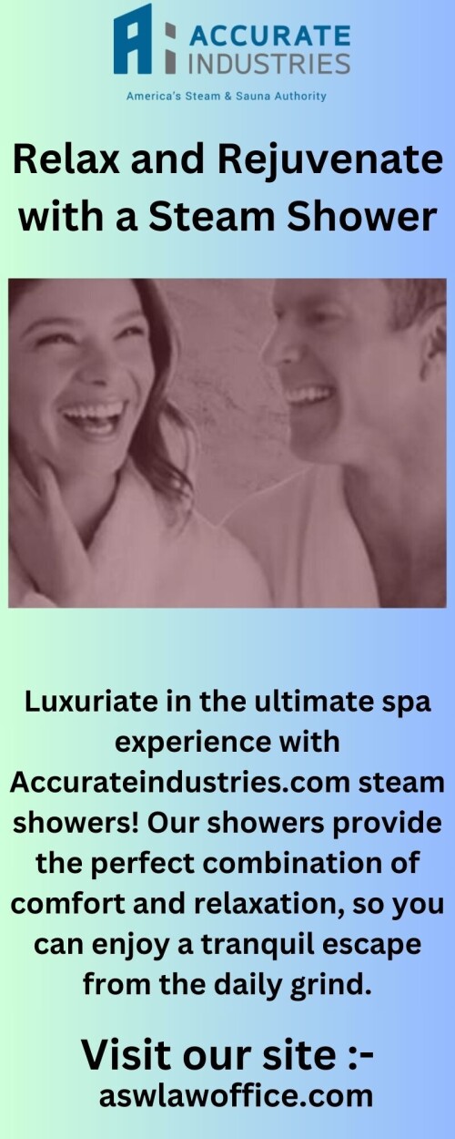 Luxuriate in the ultimate spa experience with Accurateindustries.com steam showers! Our showers provide the perfect combination of comfort and relaxation, so you can enjoy a tranquil escape from the daily grind.

https://www.accurateindustries.com/