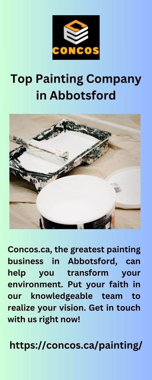 Concos.ca, the greatest painting business in Abbotsford, can help you transform your environment. Put your faith in our knowledgeable team to realize your vision. Get in touch with us right now!


https://concos.ca/painting/