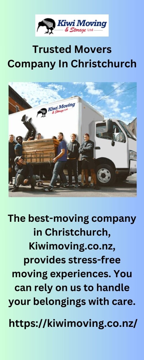 The best-moving company in Christchurch, Kiwimoving.co.nz, provides stress-free moving experiences. You can rely on us to handle your belongings with care.



https://kiwimoving.co.nz/