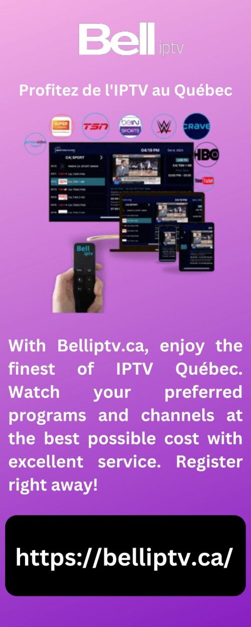 With Belliptv.ca, enjoy the finest of IPTV Québec. Watch your preferred programs and channels at the best possible cost with excellent service. Register right away!

https://belliptv.ca/