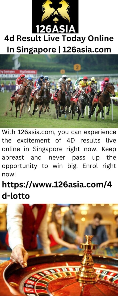 With 126asia.com, you can experience the excitement of 4D results live online in Singapore right now. Keep abreast and never pass up the opportunity to win big. Enrol right now!

https://www.126asia.com/4d-lotto
