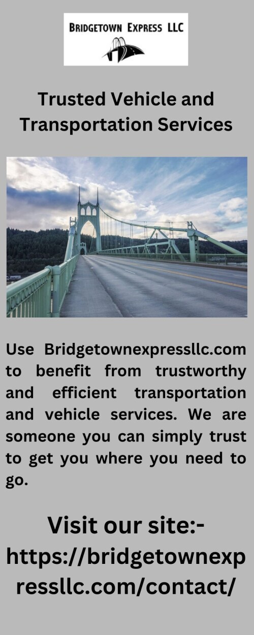 Use Bridgetownexpressllc.com to benefit from trustworthy and efficient transportation and vehicle services. We are someone you can simply trust to get you where you need to go.



https://bridgetownexpressllc.com/contact/