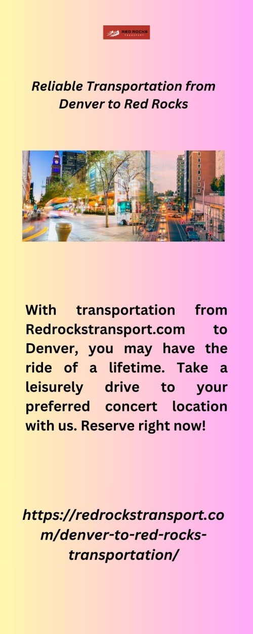 With transportation from Redrockstransport.com to Denver, you may have the ride of a lifetime. Take a leisurely drive to your preferred concert location with us. Reserve right now!


https://redrockstransport.com/denver-to-red-rocks-transportation/