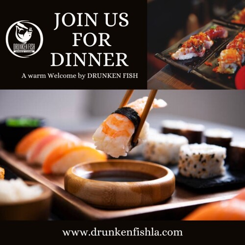 Indulge in a culinary journey at Drunken Fish, where exquisite sushi creations and vibrant ambiance await. Join us for dinner tonight! visit! https://drunkenfishla.com/