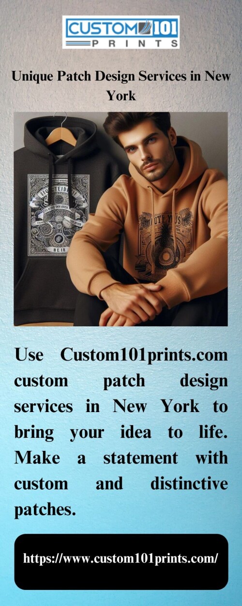 Use Custom101prints.com custom patch design services in New York to bring your idea to life. Make a statement with custom and distinctive patches.

https://www.custom101prints.com/