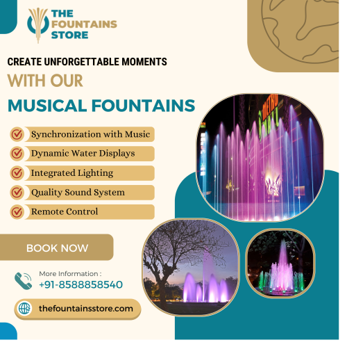 Experience enchantment with our Musical Fountain, a mesmerizing display of water choreography set to harmonious melodies. visit at: www.thefountainsstore.com