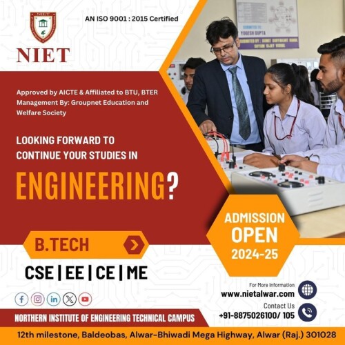 Choosing NIET Alwar: Explore the top engineering college experience in Alwar. Discover why NIET is ranked among the top engineering colleges in Alwar for its academic excellence, infrastructure, and student-centric approach.

for more info. visit us: https://www.nietalwar.com/