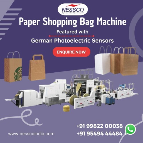 If you are searching for purchasing shopping bag machine to enhance your retail packaging needs then Nessco offering a best-quality paper shopping bag making machine. This machine is more efficient, reliable, and easy-to-use, that produces high-quality 30-200 paper bags per minute. Elevate your business and boost productivity with our machine featured with German photoelectric sensors. Contact us today for best deals.

Find out more: https://www.nesscoindia.com/product/paper-shopping-bag-making-machine/