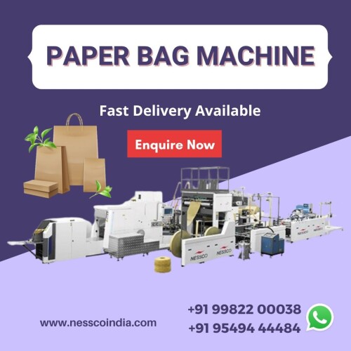 Are you looking for paper bag machine? Nessco offering premium-quality paper bag making machine at the best prices. Our machine is featured with modern technology that produces 30-200 bags per minute. Enquire now and get best deals today.

Find out more: https://www.nesscoindia.com/product/paper-bag-making-machine/

For more enquiry, Call: +91 9549444484

WhatsApp: https://wa.me/9549444484

Email us: info@nesscoindia.com