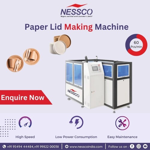 Experience next-level efficiency with the latest paper lid making machine, incorporating cutting-edge technology. It features advanced automation, precise mold control, and high-speed production capabilities. Designed for optimal performance, this machine minimizes waste and ensures consistent, 

Order at :https:https://www.nesscoindia.com/product/paper-lid-making-machine/