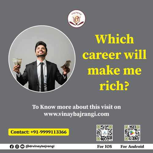 If you are wondering which career will make me rich, astrology can help. The tenth house in your birth chart is the house of career, and the association of different planets with this house predicts the most suitable or promising career for you. Here, we also look for the connection of the second and the eleventh houses with the tenth house to determine which career will give you the most money.

Visit Now :- https://www.vinaybajrangi.com/career-astrology/right-career-selection/which-career-will-make-me-rich