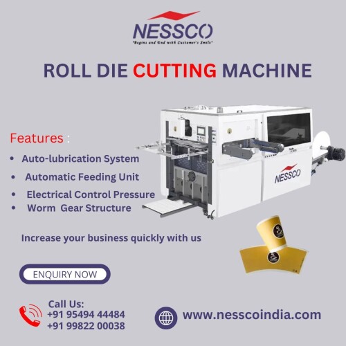 Elevate your manufacturing process with the Nessco Roll Die Cutting Machine, designed to streamline operations and boost productivity. Combining cutting-edge technology with user-friendly features, this machine ensures precision and efficiency in every cut, making it a vital tool for modern production environments.

Order at :https://www.nesscoindia.com/product/roll-die-cutting-machine/