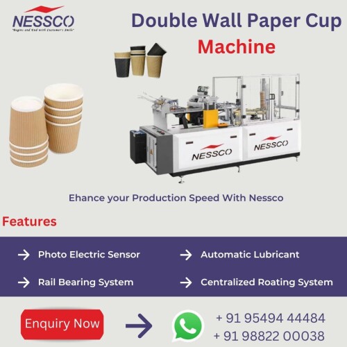 Transform your production line with our advanced double wall paper cup machine, engineered to deliver exceptional performance and high output. Perfect for businesses looking to enhance efficiency and maintain top-quality standards in their manufacturing processes.

Order at:https://www.nesscoindia.com/product/ripple-wall-cup-machine/