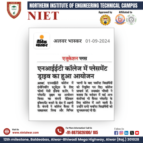 Discover the top engineering colleges in Alwar, including the renowned Northern Institute of Engineering & Technical Campus (NIET). As one of the best engineering colleges in Alwar, NIET stands out for its exceptional academic programs, state-of-the-art facilities, and a vibrant campus life. Whether you're interested in pursuing a degree in computer science, electrical engineering, or other specialized fields, these institutions offer a range of opportunities to help you excel in your studies and career. Explore the best institutions for engineering studies in Alwar and find the perfect fit for your educational goals.

for more info. visit us: https://www.nietalwar.com/