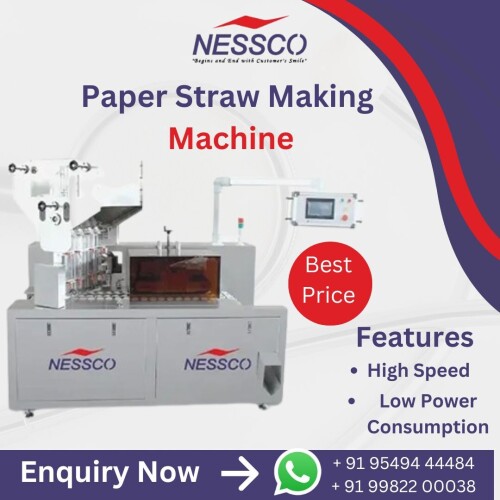 A paper straw making machine is a specialized piece of equipment designed to produce eco-friendly paper straws efficiently and consistently. As the global push towards reducing plastic waste intensifies, paper straws have become a popular sustainable alternative. These machines play a crucial role in meeting the increasing demand for such environmentally friendly products. Contact us today for best offer.

Order at:https://www.nesscoindia.com/product/paper-straw-making-machine/