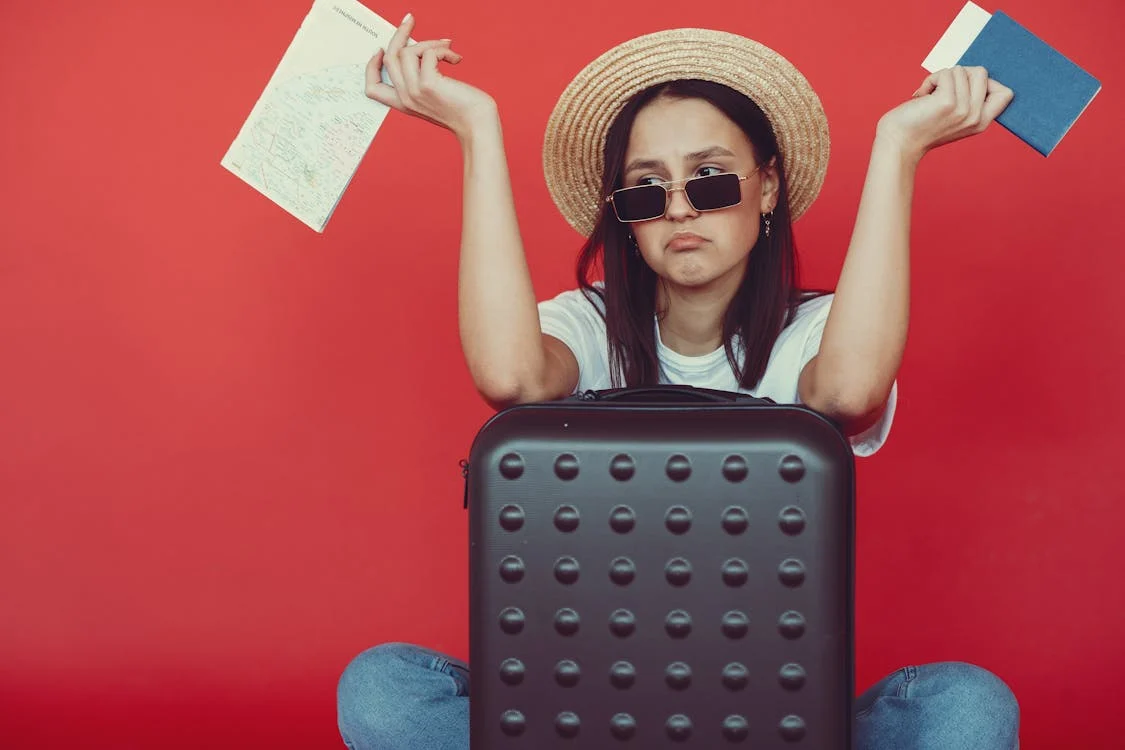 A lady with tickets and a passport