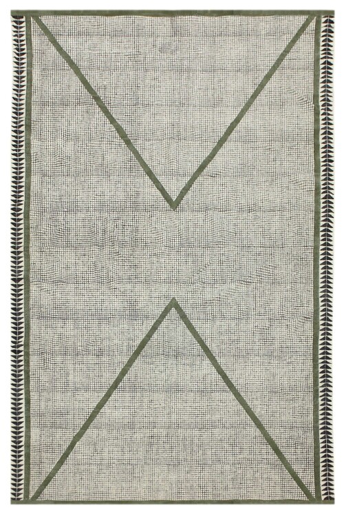 Green kitchen rug Indian runner rug Bohemian cotton rug Hand woven rug Stair runner