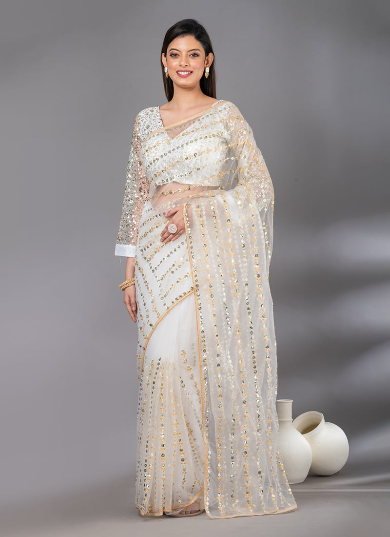 Shimmer in Elegance: The Timeless Appeal of White Sequin Saree and Women Lehenga