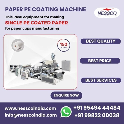 If you are looking for paper coater then Nessco Modern Paper PE Coating Machine is a cutting-edge solution designed for precision and efficiency in applying polyethylene (PE) coating to paper. This ideal equipment for making single PE coated paper for paper cups manufacturing. Contact us today for better deals.

Find out more: https://www.nesscoindia.com/product/pe-coating-machine/

For more enquiry, Call: +91 9549444484

WhatsApp: https://wa.me/9549444484

Email us: info@nesscoindia.com