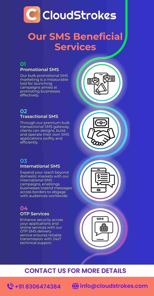 If you want to connect with your customers easily then Cloud Strokes is the right choice for you. We provide good bulk SMS service at a very affordable price. Bulk SMS is the most effective process that can help you grow your business. The team of Cloud Strokes is highly effective and experienced and our company is the most reputed bulk SMS service provider in Jaipur.

Cloud Strokes also helps you set up your account using their gateway. To send SMS, you do not need your mobile handset, you can do it on your computer or laptop as well. If you want to send text online then you will only need an internet connection. This whole process is known as SMS service.

Cloud Strokes has a state-of-the-art and experienced team that provides you with an excellent SMS service. Cloud Strokes is counted among the best bulk SMS service-providing companies in Jaipur because it provides services like Promotional Bulk SMS, Transactional Bulk SMS, and International Bulk SMS at a reasonable and affordable price.

  for more info:- https://cloudstrokes.com/bulk-sms-service-provider-in-jaipur/